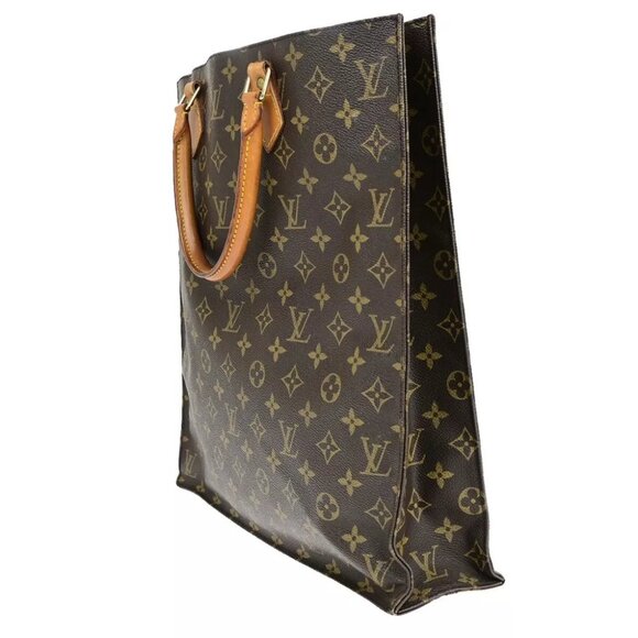 AUTHENTICITY GUARANTEED LOUIS VUITTON Logo Sac Plat Hand Tote Bag Monogram - Picture 4 of 14